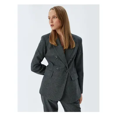 Koton Pocket Buttoned Double Breasted Oversize Blazer Jacket