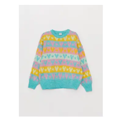 LC Waikiki Crew Neck Patterned Long Sleeve Girl's Knitwear Sweater