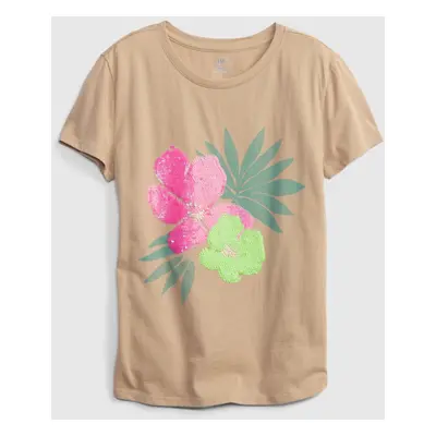 GAP Dětské organic tričko s flitry floral - Holky