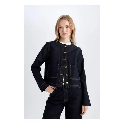 DEFACTO Crop Buttoned Pocket Jean Jacket