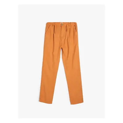 Koton Basic Trousers with Pockets and Tie Waist Viscose Fabric