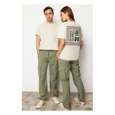 Trendyol Light Khaki Unisex Regular Fit Elastic Waistband Cargo Pocket Trousers