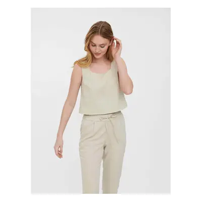 Béžové volné cropped tílko VERO MODA Josie - Dámské