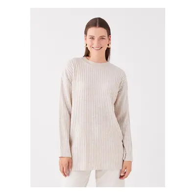 LC Waikiki Crew Neck Self-Patterned Long Sleeve Women's Knitwear Tunic