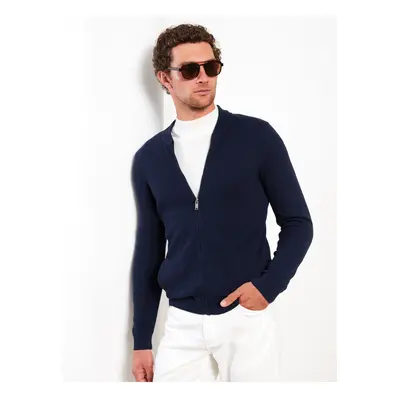 LC Waikiki Standard Pattern College Collar Men's Knitwear Cardigan