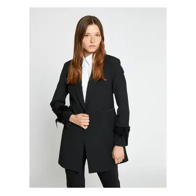 Koton Blazer Jacket Sleeve Feather Detail Single Button