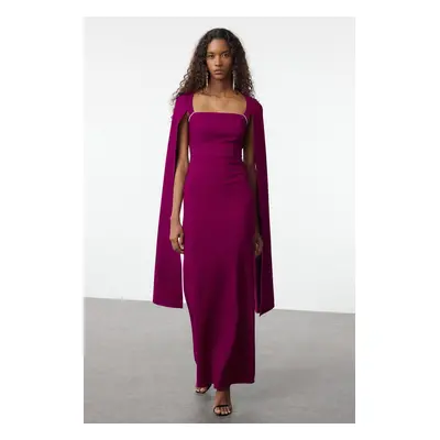 Trendyol Plum Plain Regular Unlined Woven Elegant Evening & Graduation Dress