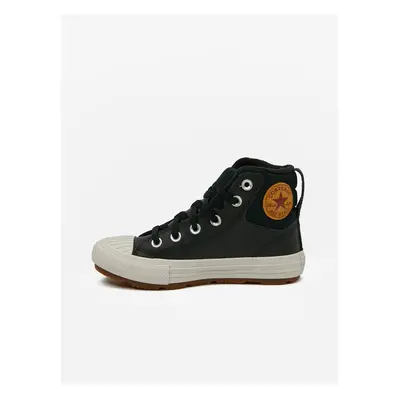 Černé klučičí kotníkové kožené tenisky Converse Chuck Taylor All Star - unisex