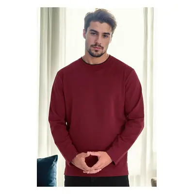 40222 Dewberry Double Crew Neck Mens Sweatshirt-BURGUNDY