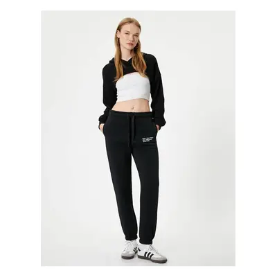 Koton Jogger Sweatpants with Lace Waist Printed Pocket