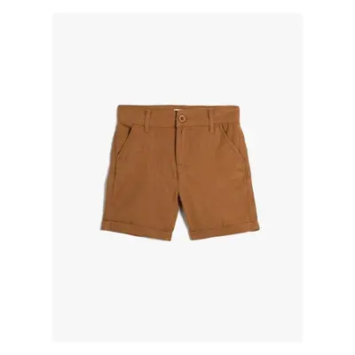 Koton Boys' Linen Shorts with Buttons and Pocket