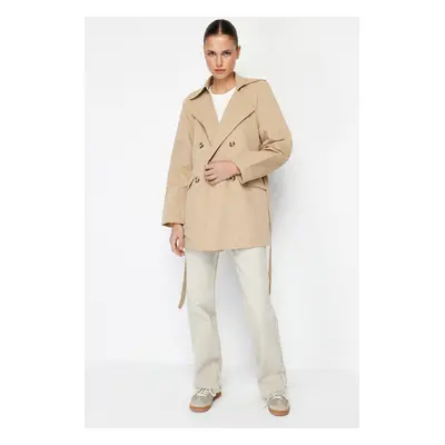 Trendyol Beige Oversize trenčkot širokého střihu