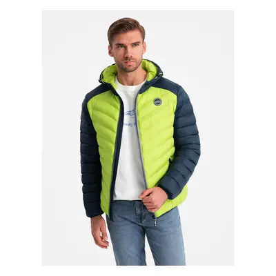 Ombre Men's quilted nylon sports style jacket - lime green