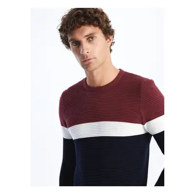 LC Waikiki Crew Neck Long Sleeve Color Block Men's Knitwear Sweater