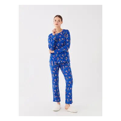 LC Waikiki Women's Crew Neck Disney Printed Long Sleeve Pajamas Set