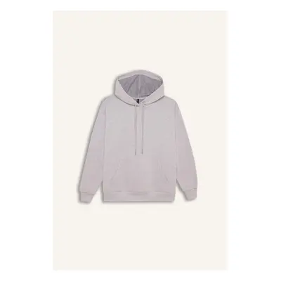 DEFACTO Relax Fit Hooded Kangaroo Pocket Thick Basic Plain Sweatshirt