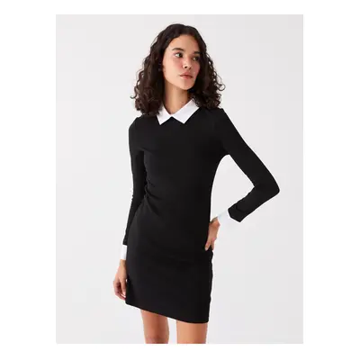 LC Waikiki Shirt Collar Plain Long Sleeve Women's Dress