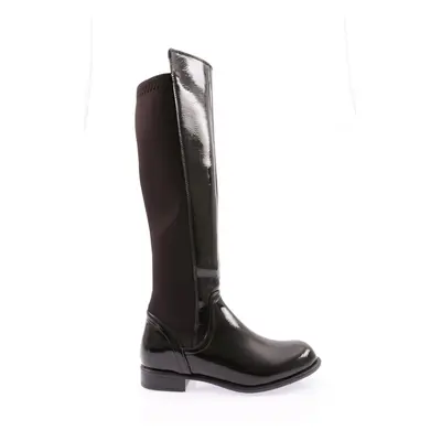 DGN Women's Back Stretch Zip Up Knee High Flats Boots.