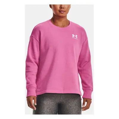 Under Armour Mikina Rival Fleece Oversize Crew-PNK - Dámské