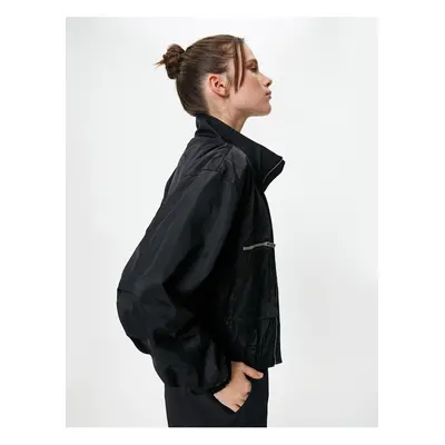 Koton Bomber Jacket Zipper High Neck Pocket