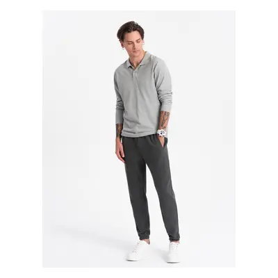 Ombre CARROT men's structured knit sweatpants - graphite melange