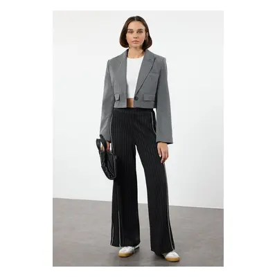 Trendyol Black Piping Detailed Wide Leg Trousers