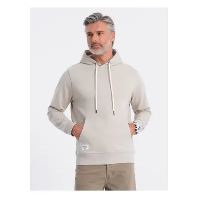 Ombre Men's kangaroo hooded sweatshirt - light beige