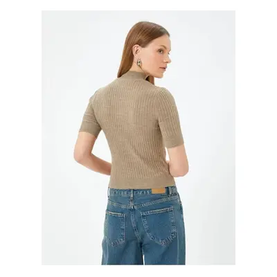 Koton Short Sleeve High Collar Knitwear Sweater Camisole