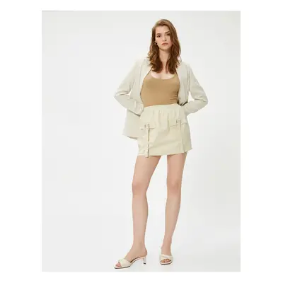 Koton Linen Mini Skirt with Cargo Pocket