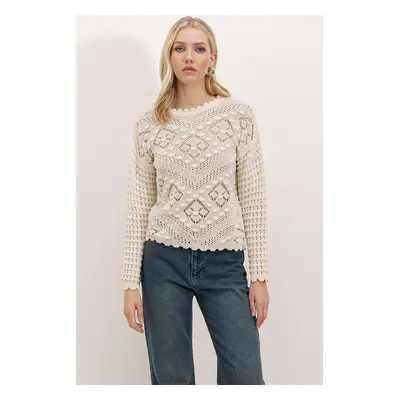 Bigdart Openwork/Perforated Oversize Sweater - Stone