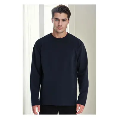 40222 Dewberry Double Crew Neck Mens Sweatshirt-NAVY BLUE