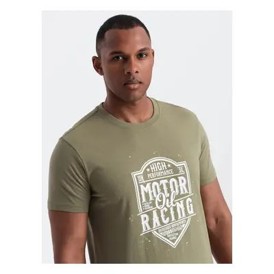 Ombre Men's motorcycle style printed t-shirt - olive