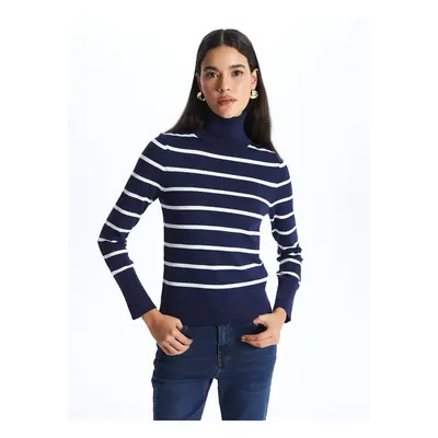 LC Waikiki Turtleneck Striped Long Sleeve Women's Knitwear Sweater