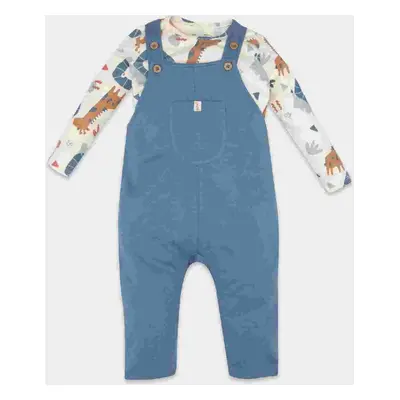 DEFACTO Baby Boy 2-Piece Set Safari Patterned Long Sleeve T-Shirt Top Adjustable Overalls