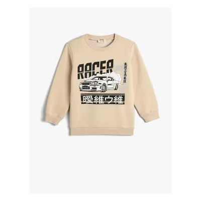 Koton Sweat Racing Themed Car Printed Long Sleeve Crew Neck With Ribbon