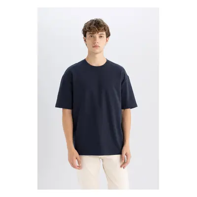 DEFACTO Boxy Fit Crew Neck Cotton Short Sleeve Basic Plain T-Shirt