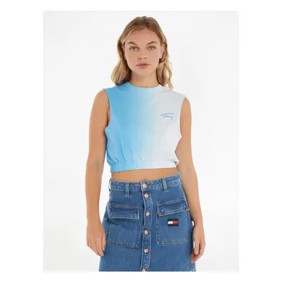 Světle modrý dámský crop top Tommy Jeans - Dámské