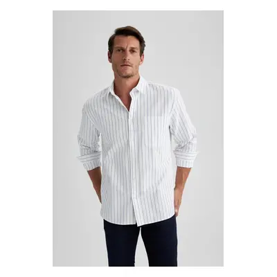 DEFACTO Relax Fit Striped Oxford Long Sleeve Shirt