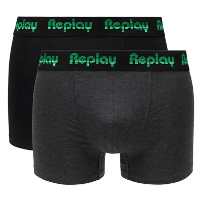 Replay Boxerky Boxer Style Jacquard Logo 2Pcs Box - Black/D G Mel/Gre - Pánské