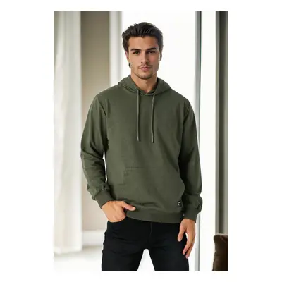 12612 Dewberry Hooded Kangaroo Pocket Mens Sweatshirt-Khaki