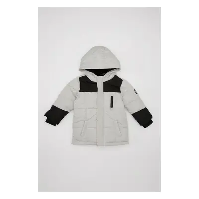 DEFACTO Baby Boy Water Repellent Ribbed Sleeve Hooded Coat