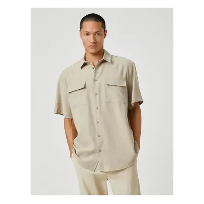 Koton Basic Shirt Classic Cuff Collar Short Sleeve Pocket Detailed