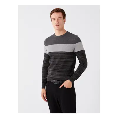 LC Waikiki Crew Neck Long Sleeve Color Block Men's Knitwear Sweater