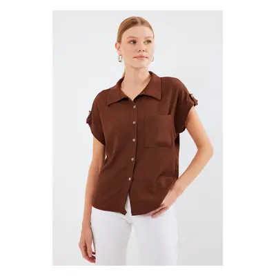 Bigdart Cuffed Double Short Sleeve Shirt - Brown