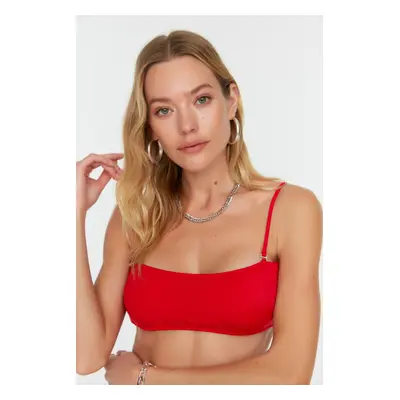 Trendyol Red Back Detail Bandeau Bikini Top