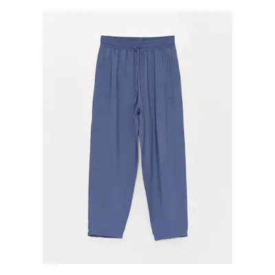 LC Waikiki Women's Linen Look Trousers with an Elastic Waist and Comfortable Fit.