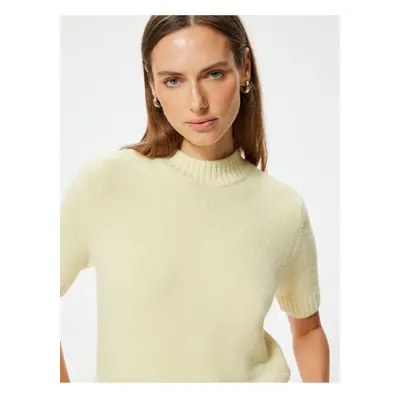 Koton Short Sleeve Sweater Soft Textured Stand Collar