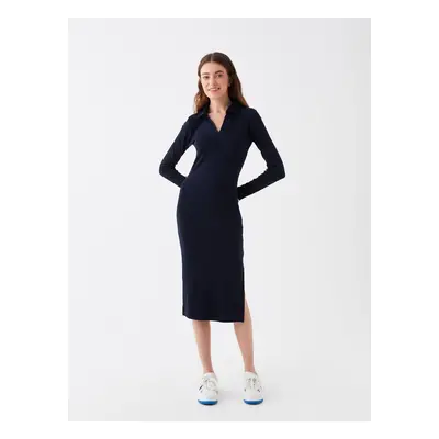 LC Waikiki LCW Casual Polo Neck Straight Long Sleeve Women's Dress