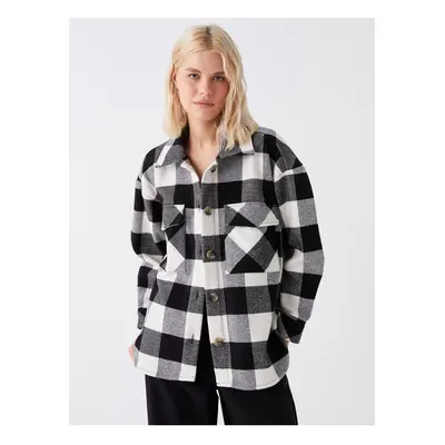 LC Waikiki LCW Casual Plaid Long Sleeve Oversize Women's Shirt Jacket