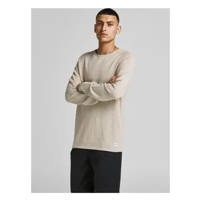 Krémový pánský basic svetr Jack & Jones Ehill - Pánské